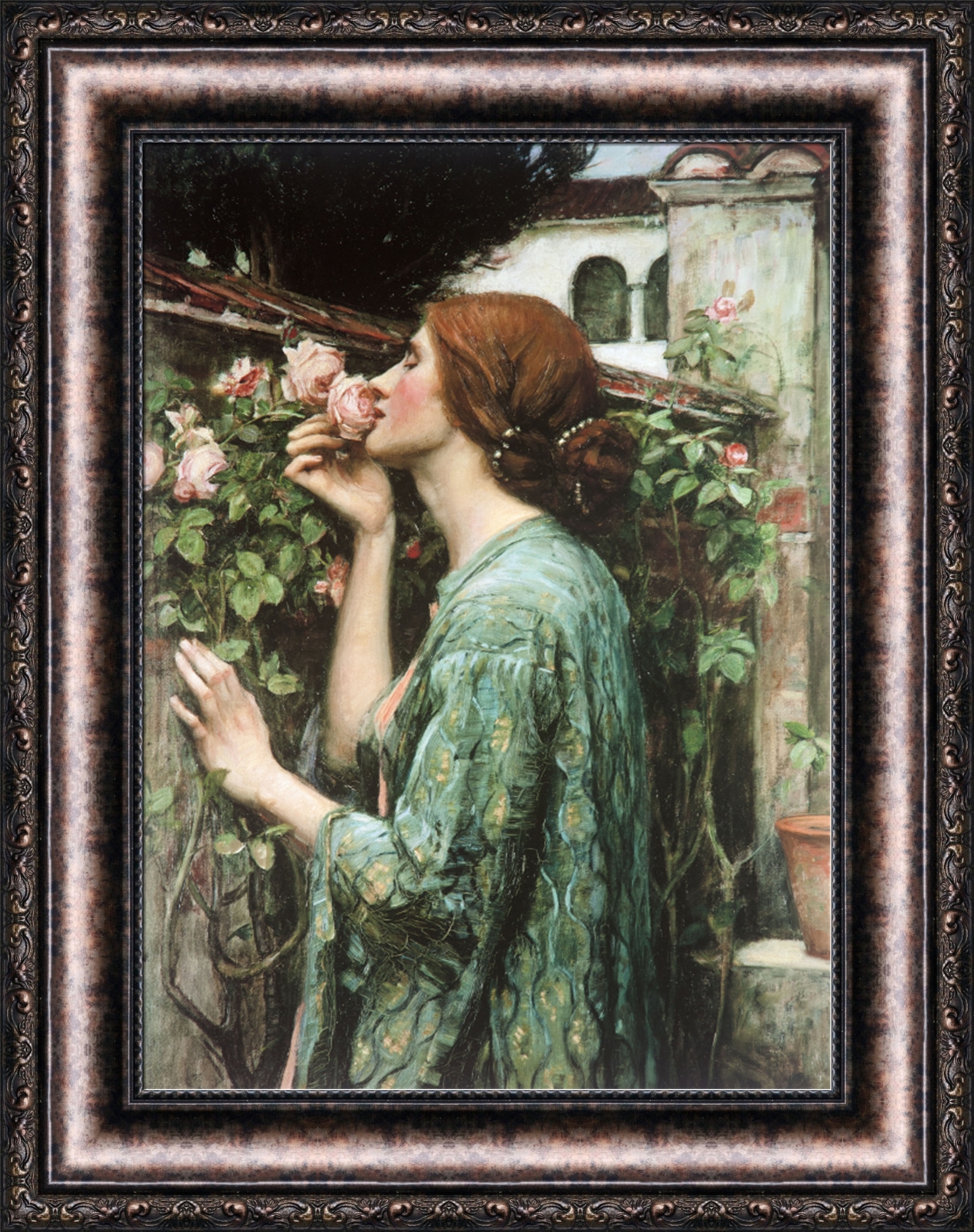 John William Waterhouse The Soul of the Rose Framed Canvas 21"x27" (V04