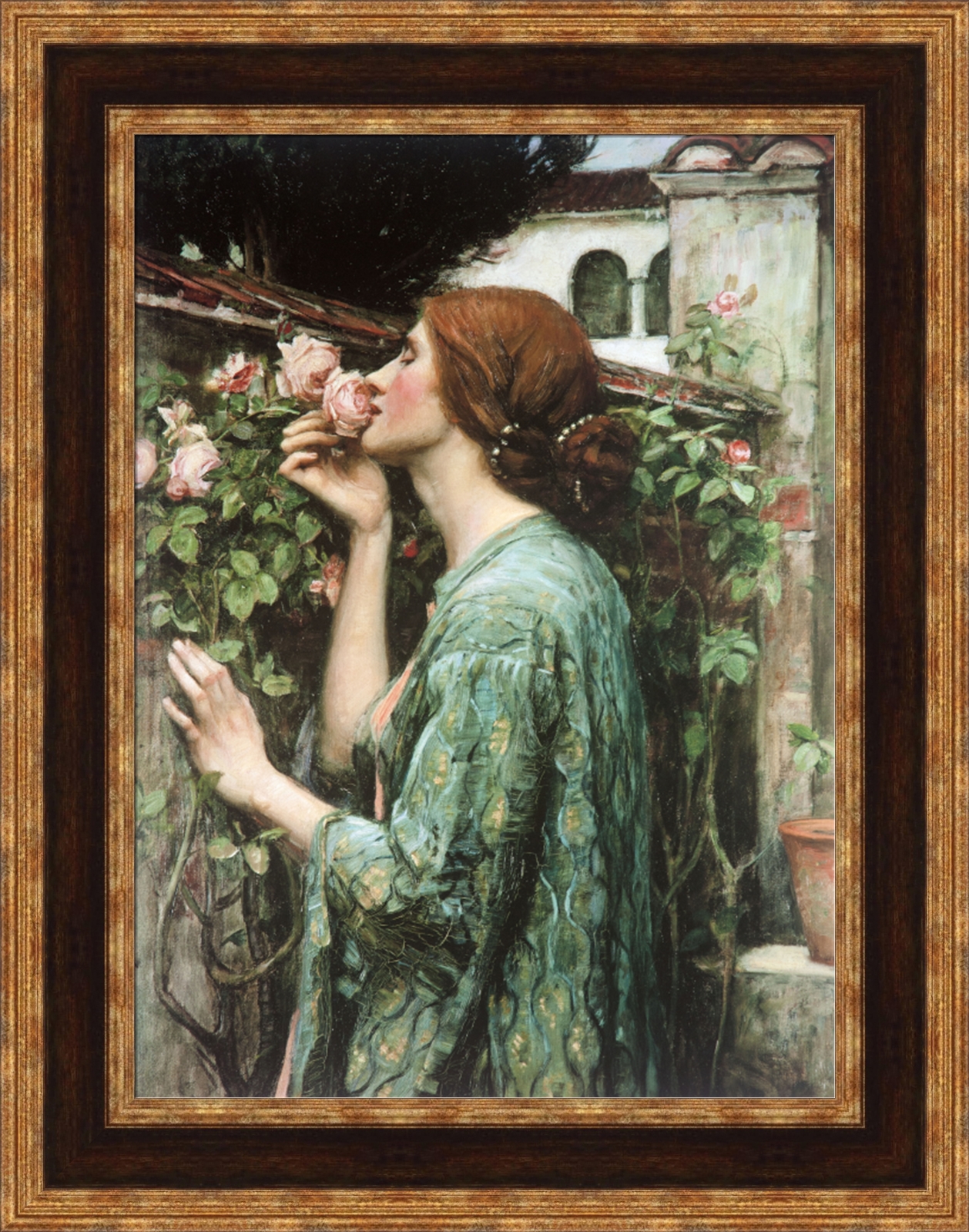 John William Waterhouse The Soul of the Rose Framed Canvas 21"x27" (V04
