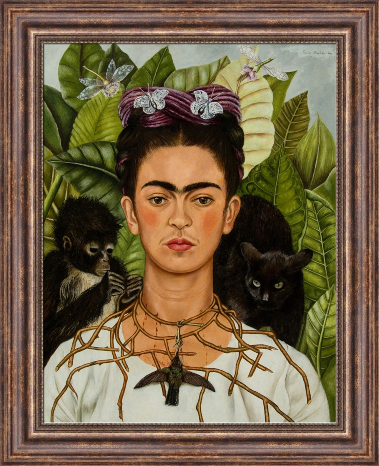 Frida Kahlo SelfPortrait with Thorn Necklace and Hummingbird 27"x33.5" (V1528) eBay